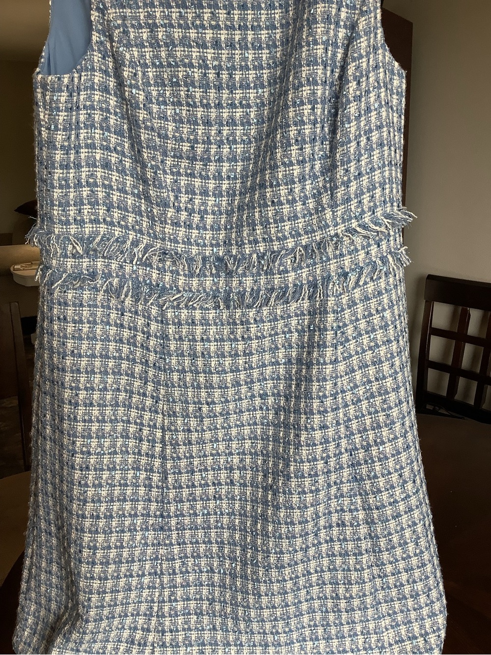 Eliza J Blue and White Tweed Shift Dress - Picture 3 of 5